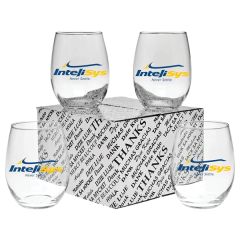 15 Oz Stemless Wine Glass Thank You Set