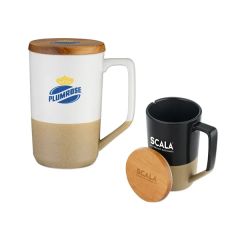 15 Oz Two Tone Ceramic Mug With Lid
