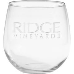 16.75 Stemless Red Wine Glass - Deep Etched