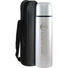 16.9 Oz Stainless Steel Thermos With Vinyl Case- Laser