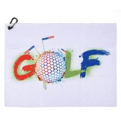1624 Inch Sublimated Waffle Golf Towel With Carabiner