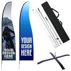 16 Ft Double Sided Blade Flag Pole Ground Stake Cross Base
