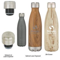 16 Ounce Steel Bottle With Wooden Finish