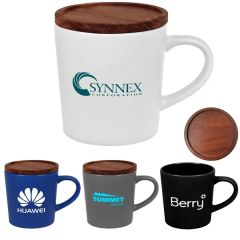 16 Oz Ceramic Mug With Sealing Wood Lid