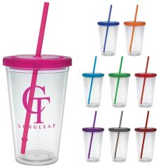16 Oz Classic Carnival Cup - Color Lid and Straw