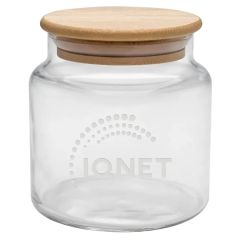 16 Oz Etched Apothecary Jar With Bamboo Lid