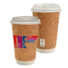 16 Oz Full Color Cork Pattern Paper Cup With Lid