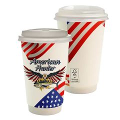 16 Oz Full Color Patriotic Paper Cup With Lid