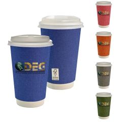16 Oz Full Color Ridge Paper Cup With Lid
