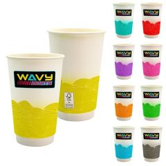 16 Oz Full Color Turbulent Waves Cube Paper Cup