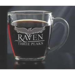 16 Oz Glass Bistro Coffee Mug - Deep Etch