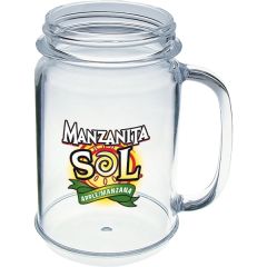 16 Oz Heavy Plastic Mason Jar Mug With Handle