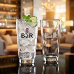 16 Oz Highball Cocktail Glass Deep Etch