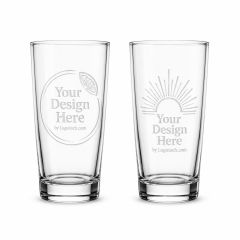 16 Oz Highball Cocktail Glass Deep Etch