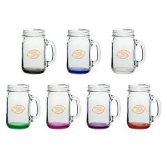 16 Oz Mason Jars With Handles With Color Bottom