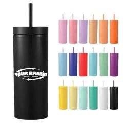 16 Oz Simple Solid Color Plastic Straw Car Cups