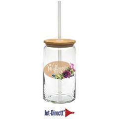 16 Oz Soda Can Glass With Bamboo Lid