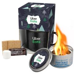 16 Oz Speckled Camp Mug W/Portable Campfire, S'mores Kit
