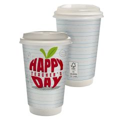 16 Oz Teacher Full Color Paper Cup With Lid