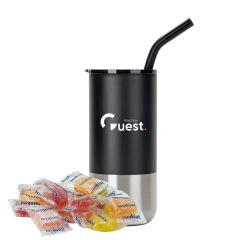 16 Oz Tumbler W/ Stainless Steel Straw & Sunkist Fruit Gems