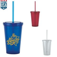 16 Oz Tumbler With Straw