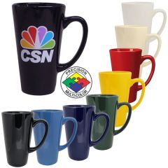 16 Oz Vitrified Cafe Latte Mug, Spot Color