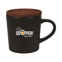 16 Oz Ceramic Mug With Wooden Lid