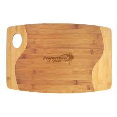 17 3/4 Inch X 11 3/4 Inch Bamboo Two Tone Cutting Board W/ Handle