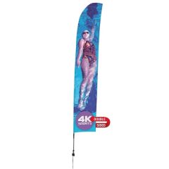17 Ft Streamline Blade Sail Sign Flag, 2-Sided, Ground Spike