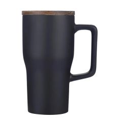 18 Oz Ceramic Mug With Wood Lid