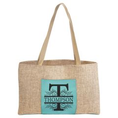 19 Inch X 12 Inch Burlap Bag With 5 Inch Laserable Leatherette Gusset