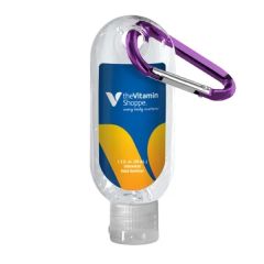 1.9 Oz Clear Sanitizer In Clear Bottle With Carabiner