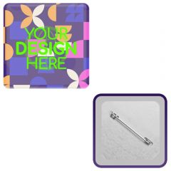 1 1/2 Inch  Square Button Full Color W/Safety Pin