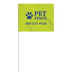 1-Color 4 Inch X 5 Inch Custom Marking Flag W/ 18 Inch Fiberglass Staff