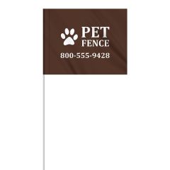 1-Color 4 Inch X 5 Inch Custom Marking Flag W/ 18 Inch Plastic Staff