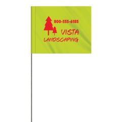 1-Color 4 X 5 Inch Custom Marking Flag With 30 Inch Wire Staff