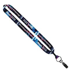 1 Inch Dye Sublimated Lanyard With Metal Crimp & Bulldog C