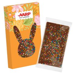 1 Oz Chocolate Bar With Bunny Window -Spring Mix Nonpareils