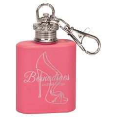 1 Oz Pink Stainless Steel Flask Keychain