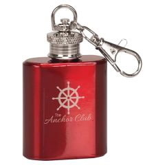 1 Oz Red Stainless Steel Flask Keychain