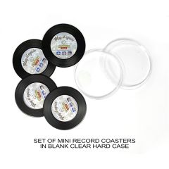 1-Sided Mini Record Coasters - Sets Of 4 - Clear Hard Case
