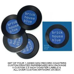 1-Sided Mini Record Coasters - Sets Of 4 - Custom Boxes