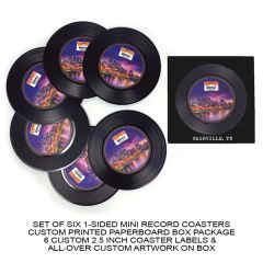 1-Sided Mini Record Coasters - Sets Of 6 - Custom Boxes