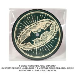 1-Sided Record Label Coasters - Set Of 1 - Clear Cello Pouch