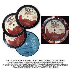 1-Sided Record Label Coasters - Sets Of 4 - Custom Boxes