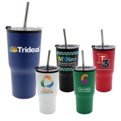 20 Oz Ares Recycled Tumbler With Stainless Straw Lid, Full