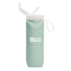 20 Oz Collapsible Silicone Foldable Water Bottle With Straw