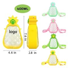 20 Oz Pineapple Shaped Plastic Straw Bottle