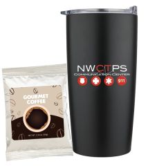 20 Oz Stainless Steel Straight Tumbler With Coffee Packet