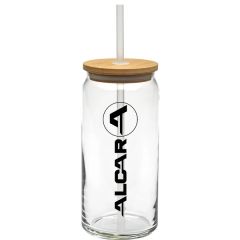 20 Oz Tall Boy Glass With Bamboo Lid